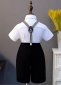 Boys 4 pcs Black Suit Wedding Ring Bearer 2