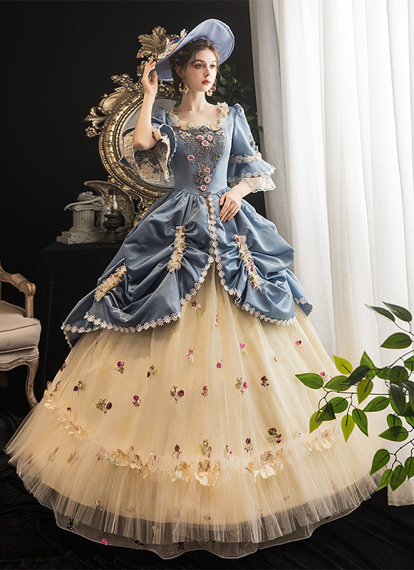 Customized Rococo Blue Masquerade Ball Dresses for Women