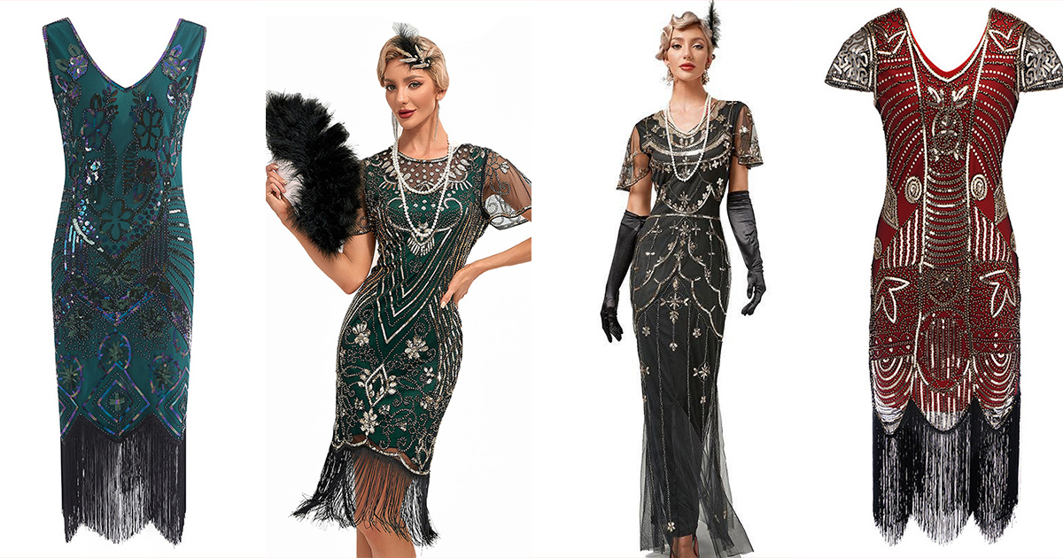 sachin and babi light blue dress Women Sequins Tassels Flapper Dresses Sexy 1920s UK